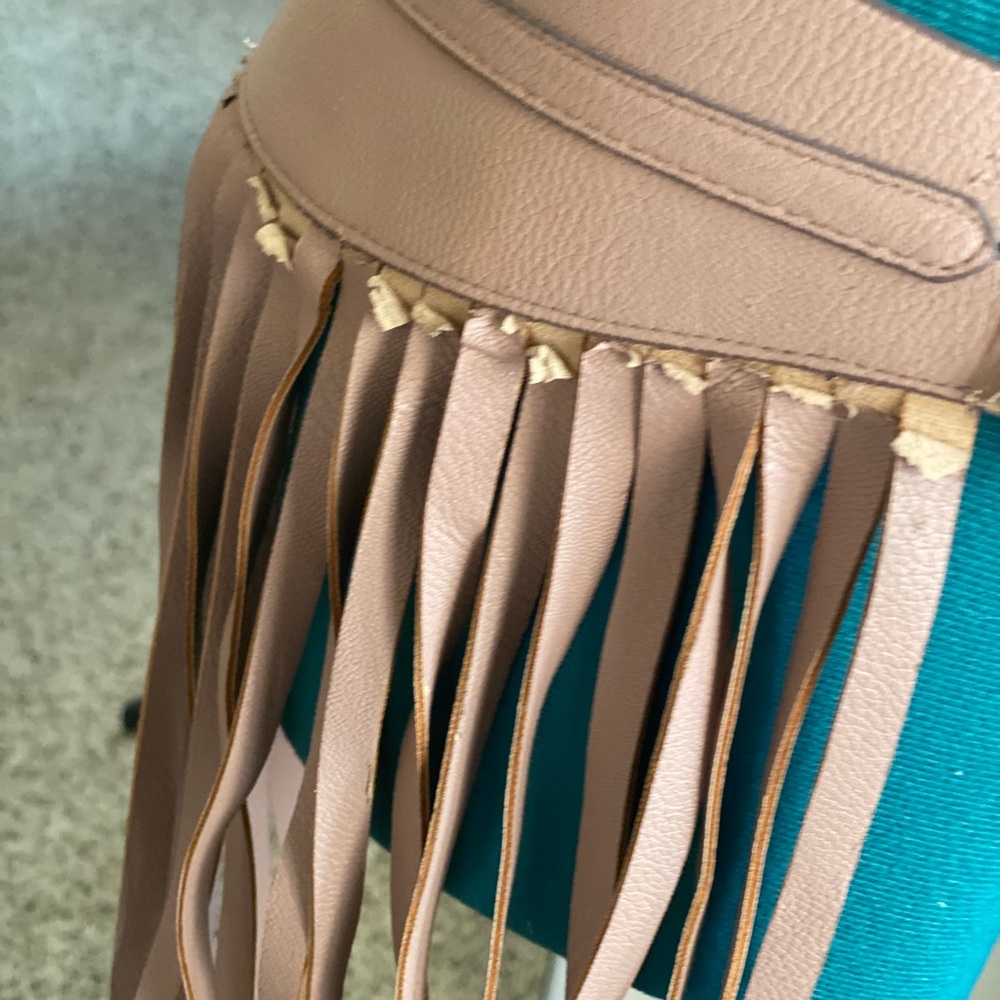 NWT BCBGMAXAZRIA COACHELLA BEIGE FRINGE BOHO HIPPIE BELT L - Picture 8 of 10